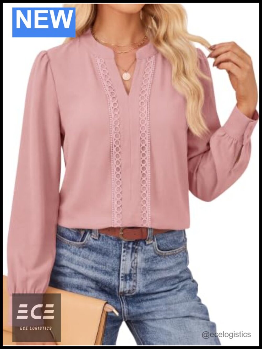 Womens V Neck Pleated Tunic Top Long Sleeve Button Cuff Business Casual Blouse